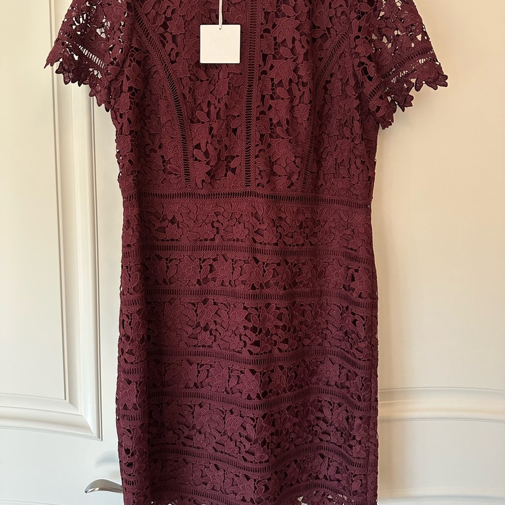 ⭐️NWT⭐️ RSVP by Talbots Burgundy Lace Mini Dress